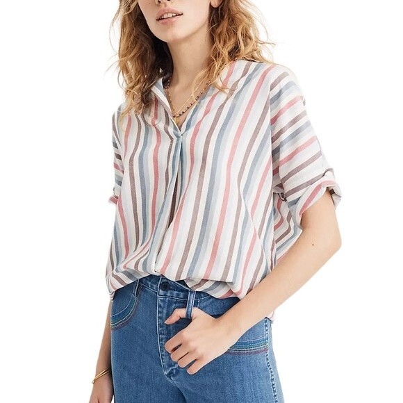 Madewell Button-Back Shirt in Pocatello Stripe Popover Striped Oversized Boxy - Picture 16 of 16